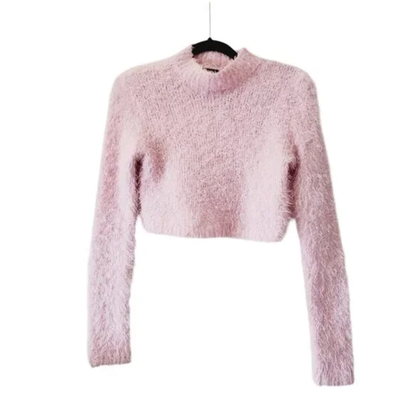 Wild Fable Eyelash Crop Barbie Y2K Mean Girls Bimbo Bubblegum Pink Sweater S - Picture 2 of 7